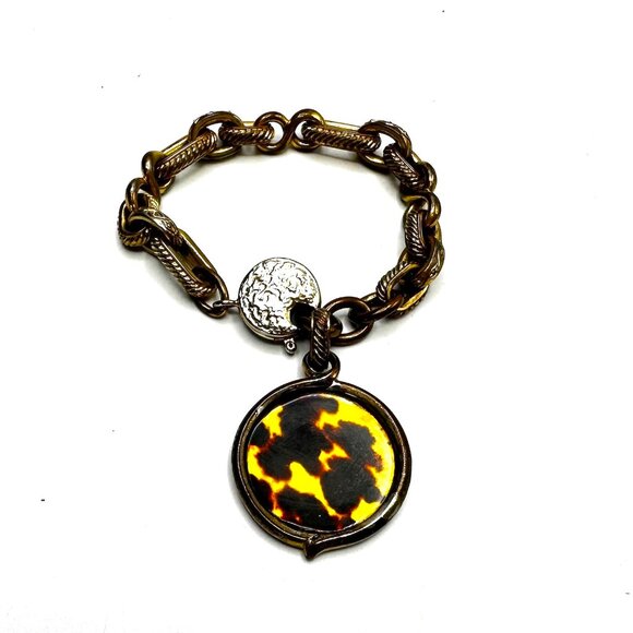 1990s Yves Saint Laurent Tortoiseshell Statement Bib Necklace & Bracelet Set - Picture 9 of 16